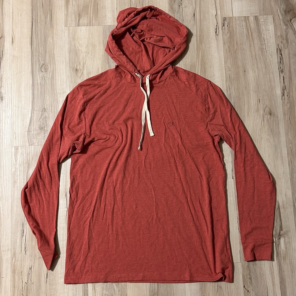 Duck Camp Hoodie Men M Orange Performance Lightweight Long Sleeve Bamboo Sweater
